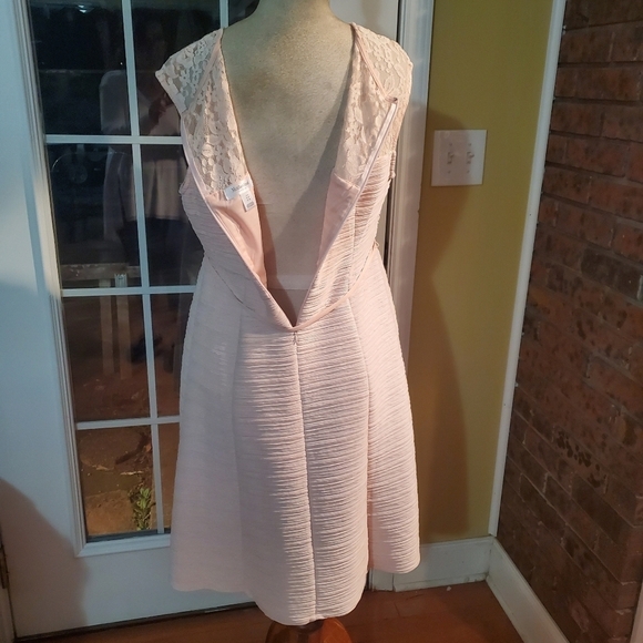 NWOT MOTHERHOOD PINK SLEEVELESS SHIFT DRESS W/LACE TOP/FULLY LINED/SIZE LARGE - Picture 6 of 12